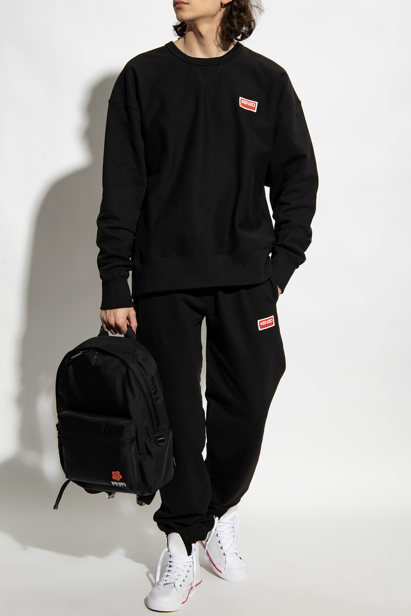 SchaferandweinerShops Bermuda Black Sweatshirt with logo Kenzo COLUMBIA Pullover sportivo Helvetia nero bianco turchese